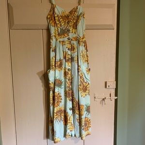 Cooperative Emilia button dwn midi sunflower dress